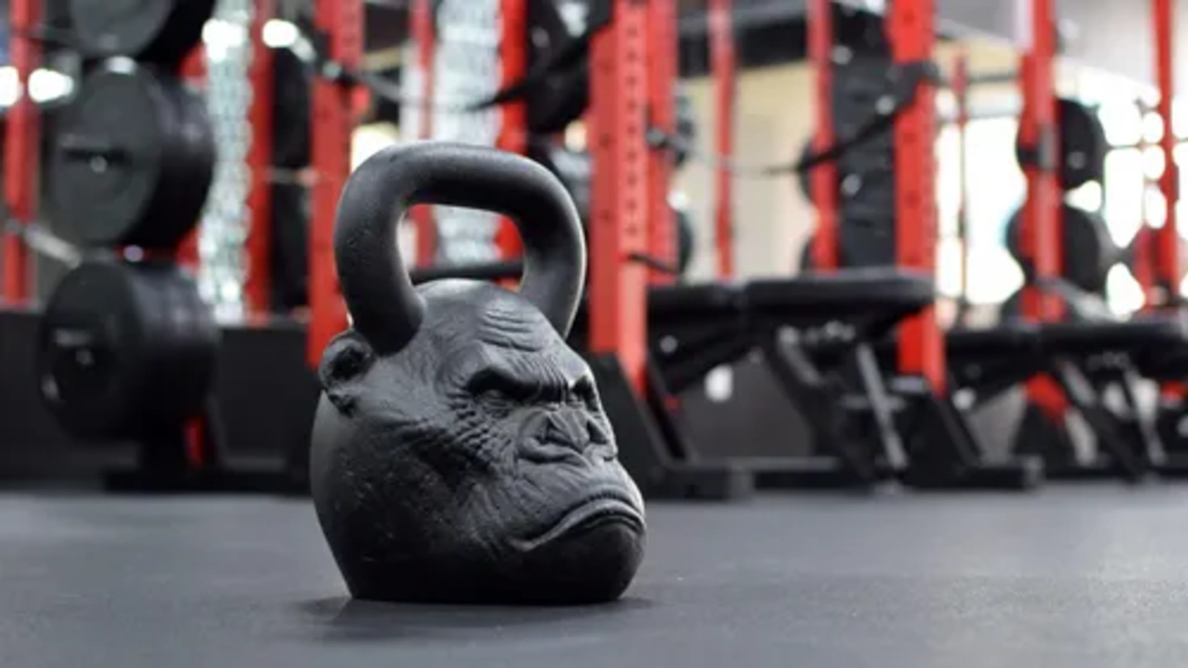 Heavy kettlebell on a gym floor